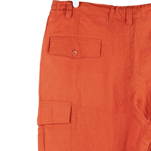 King Size Women Orange Linen Blend Cargo Pant Sz 38 Tall High Rise Straight NWOT - Picture 6 of 12